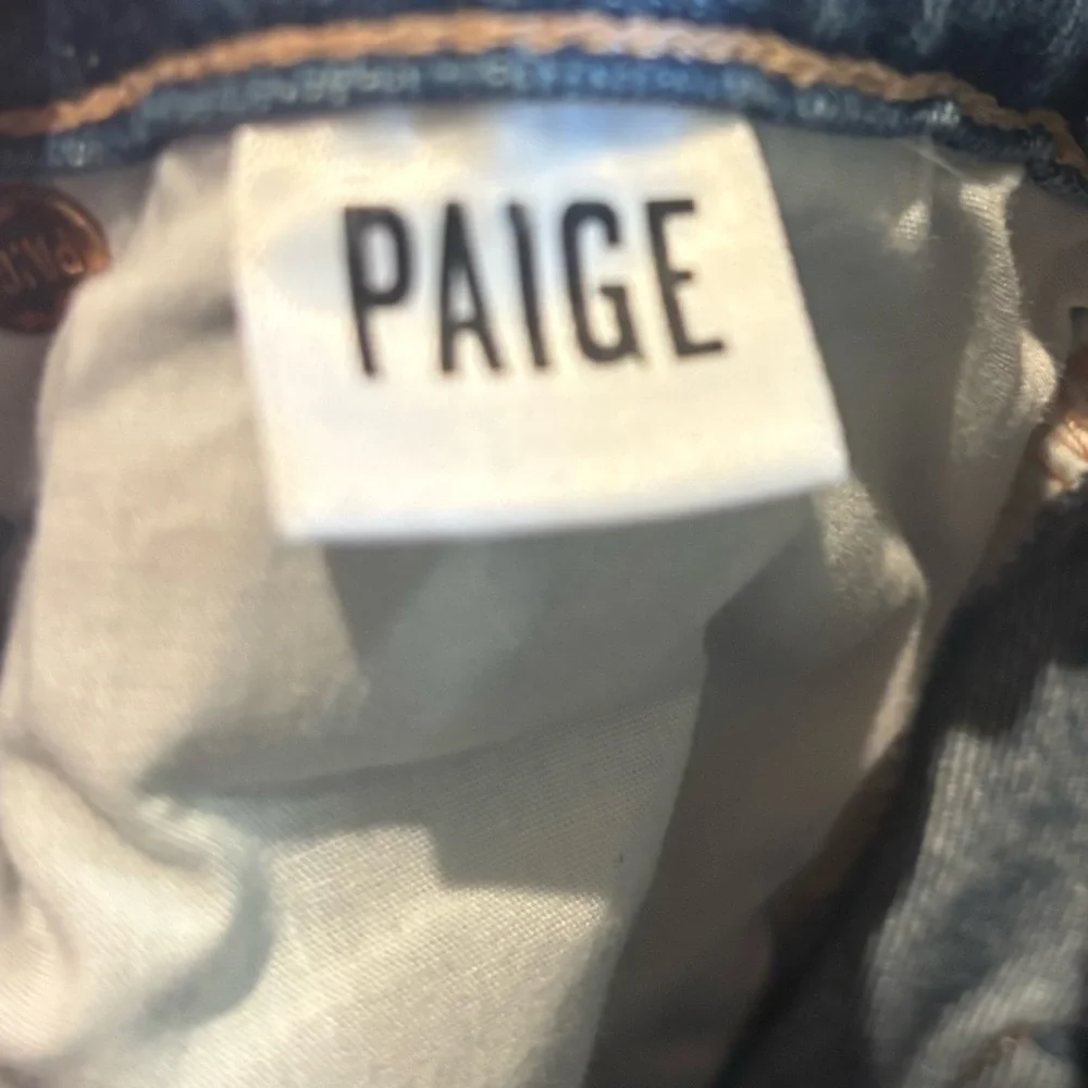 PAIGE Sarah Slim Straight Jeans Effortless Parisian Denim ripped and worn denim
